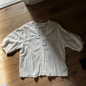 Dear John Cream Ruffled Blouse